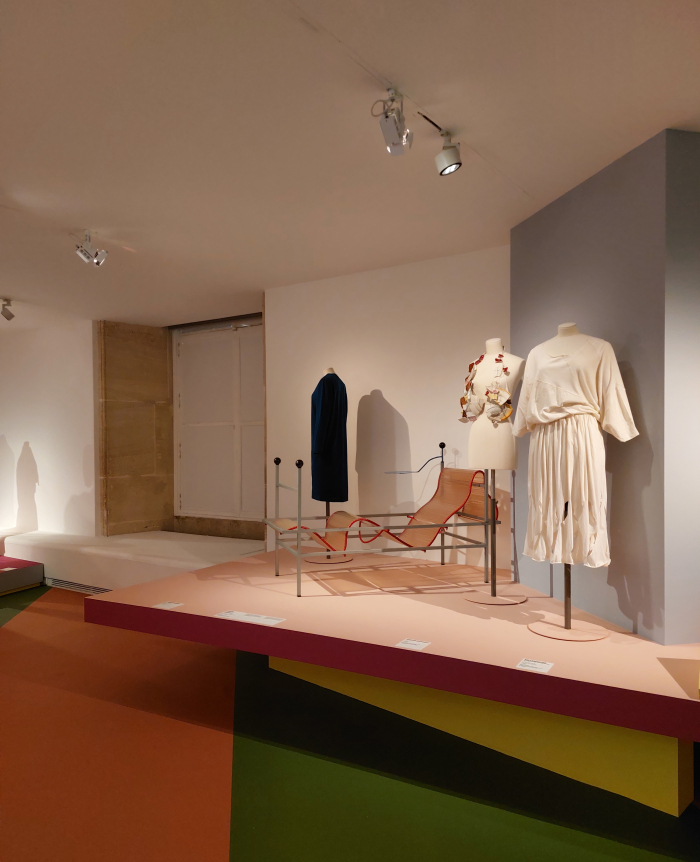 Works by, amongst others, Rei Kawakubo, Martin Margiela and Nemo, as seen at Années 80. Mode, design et graphisme en France, Musée des Arts décoratifs, Paris