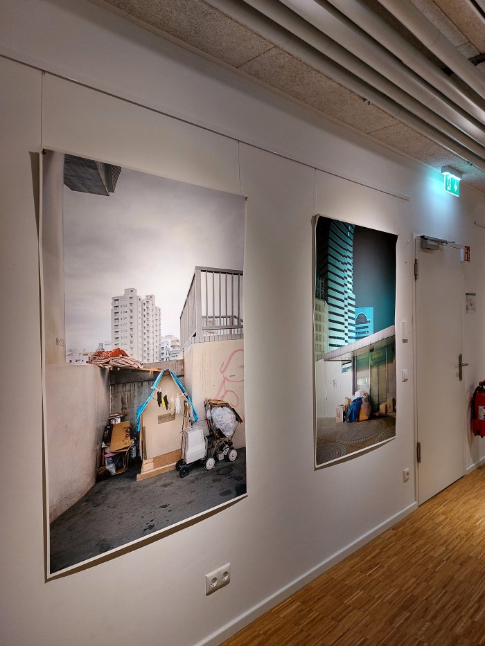 Photos of homelessness in Tokyo by Ulrike Myrzik and Manfred Jarisch in the offices of Hinz&Kunzt, as seen at Who’s Next? Homelessness, Architecture and Cities, Museum für Kunst und Gewerbe, Hamburg