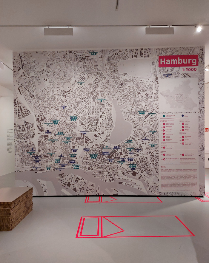 A map of the infrastructure for homeless persons in Hamburg, as seen at Who’s Next? Homelessness, Architecture and Cities, Museum für Kunst und Gewerbe, Hamburg