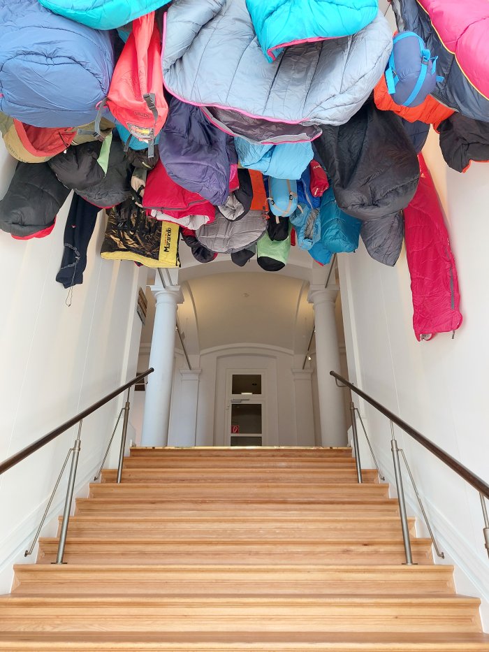 43 empty sleeping bags for 43 deceased homeless, as seen at Who’s Next? Homelessness, Architecture and Cities, Museum für Kunst und Gewerbe, Hamburg