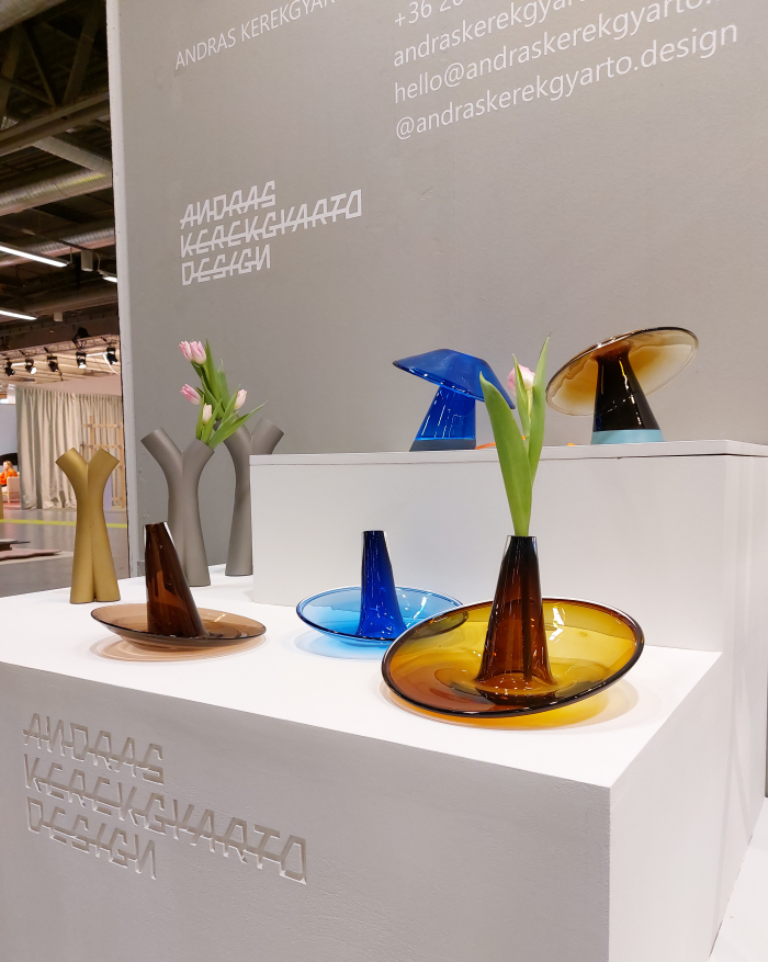 Cnidaria, and the smetal tube D40, D48 and D60 vases, by András Kerékgyártó, as seen at Stockholm Furniture Fair 2023