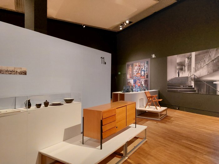 A dinner service by Marta Šribar, cabinet by Boris Babić and chair by Niko Kralj, amongst other objects from Croatia and Slovenia, as seen at Retrotopia. Design for Socialist Spaces at the Kunstgewerbemuseum, Berlin