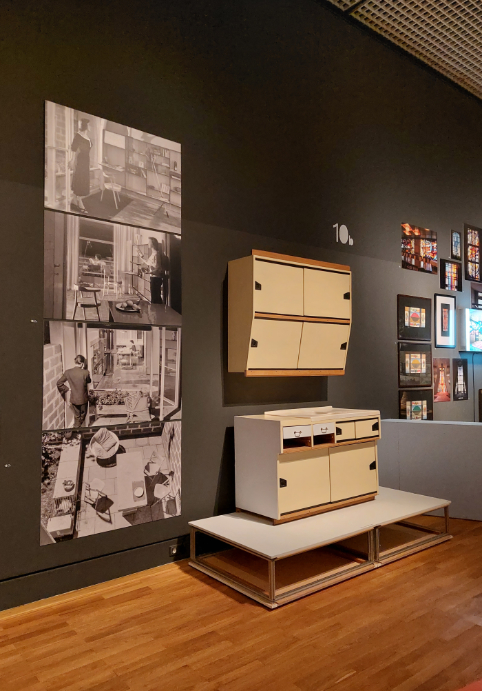 Branka Tancig's 1950s kitchen design and photos from the 1956 exhibition Housing for our conditions, Ljubljana, as seen at Retrotopia. Design for Socialist Spaces at the Kunstgewerbemuseum, Berlin