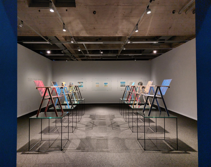 Tattooed chairs by Yrjö Kukkapuro and woodcuts by Irmeli Kukkapuro, as seen at Yrjö Kukkapuro - Magic Room, Espoo Museum of Modern Art, EMMA