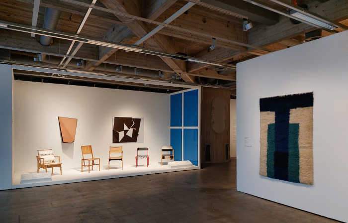 Chairs by Yrjö Kukkapuro and art by Jussi Niva (l & m) and Airi Snellmann-Hänninen (r), as seen at Yrjö Kukkapuro - Magic Room, Espoo Museum of Modern Art, EMMA