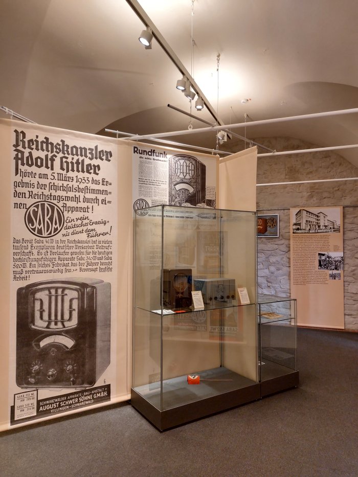 Examples of SABA's support for and from the NSDAP, as seen at Mythos SABA – Memories of a Global Company, Franziskanermuseum, Villingen-Schwenningen