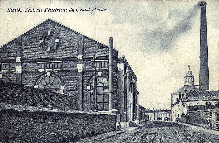 An undated postcard of the Grand-Hornu central electricity station depicting two of the 19th century's great innovations: electricity and air pollution, (Postcard from the Marcel Capouillez collection, image courtesy CID Grand-Hornu)