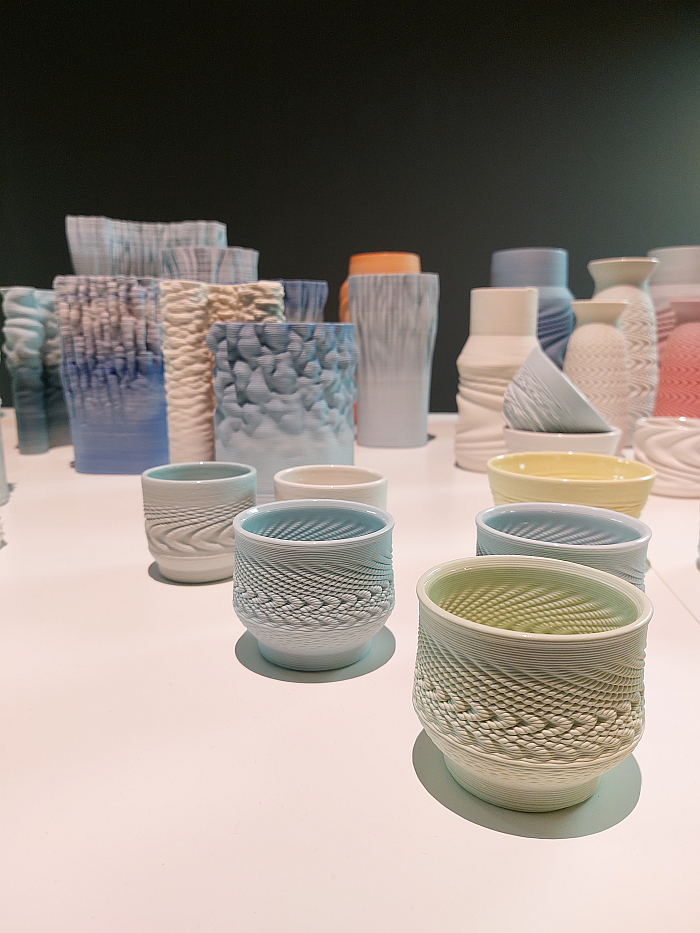 3D printed ceramics by Babette Wiezorek, as seen at Grassimesse 2023, Museum für Angewandte Kunst, Leipzig