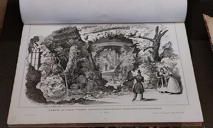 The greenhouse of the Schwarzenberg garden, Vienna during the 1827 Plant Exhibition, as seen at Of Gardens and People. Designed Nature Art and Landscape Architecture, Austrian National Library, Vienna