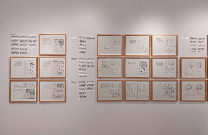 Pages from Günther L. Eckert's text describing his Kontinuum, and why his Kontinuum, as seen at The Tube. An Architecture for Conceivable Times, Werkbundarchiv - Museum der Dinge, Berlin