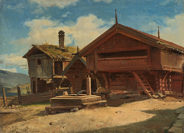 From the Farm Gulsvik in Hallingdal by Adolph Tidemand, 1848, part of Dragons and Logs, The National Museum, Oslo (Photo: Nasjonalmuseet / Børre Høstland, courtesy Nasjonalmuseet)