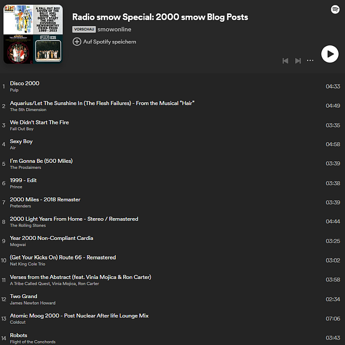 smow blog 2000 playlist