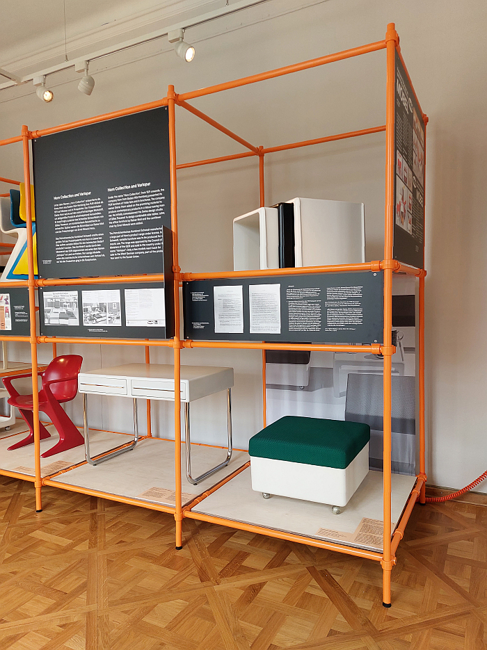 A selection of objects including works by Gilles Thevenot and Rainer Moll, as seen at PURe Visions. Plastic Furniture Between East and West, Kunstgewerbemuseum Dresden