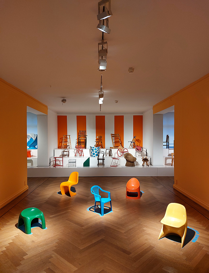 Part of the presentation of children's chairs, as seen at Design for Children, Bröhan Museum, Berlin