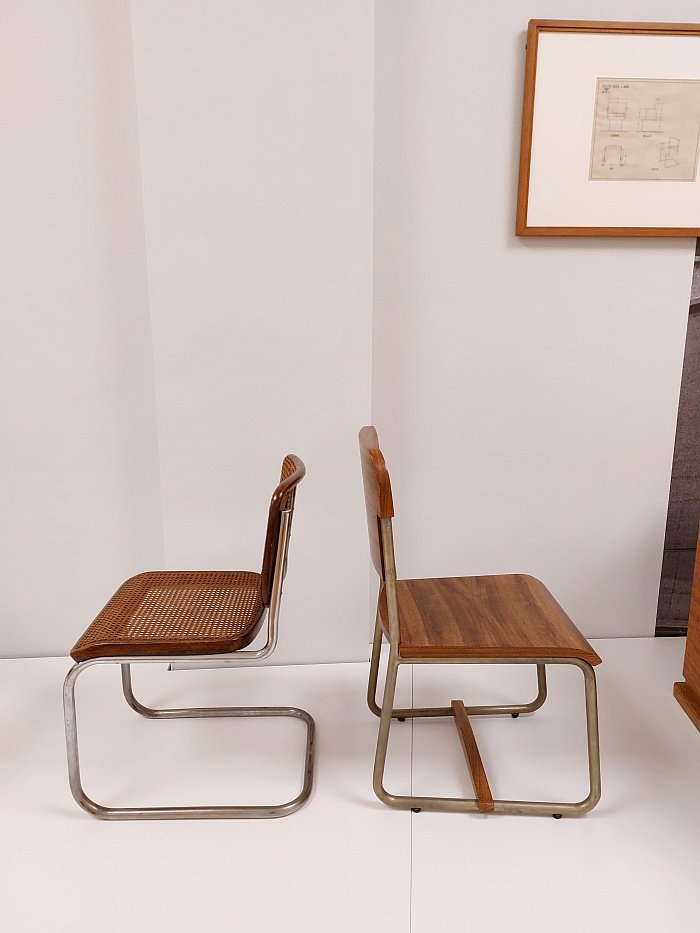 A B32 by Marcel Breuer for Thonet (l) and a chair by Henry van de Velde for Ghent University Library (r), as seen in Reform of Life &amp; Henry van de Velde mittendrin, Kunstsammlungen Chemnitz