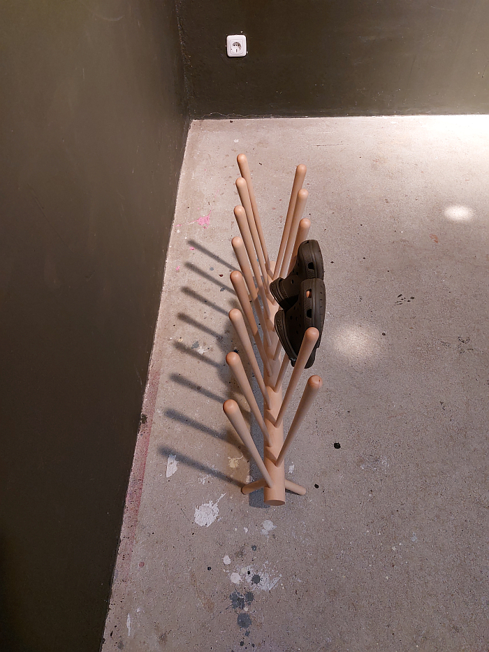 S15 shoe rack by Sebastian Goldschmidtböing through Verlag der Dinge, as seen during Passagen Interior Design Week Cologne 2025