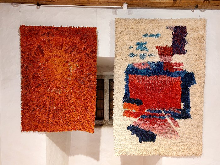 Päike (Sun) by Moll Tomberg (l) and Lõke (Fire) by Bruno Tomberg (r), as seen in the Design Estonian Museum of Applied Art and Design, Tallinn, permanent collection exhibition