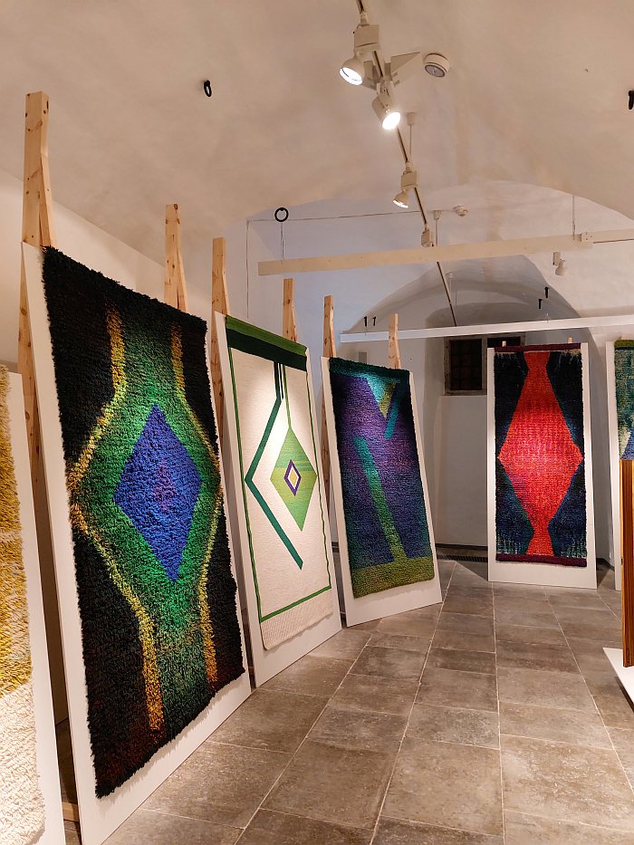 A selection of rugs by Bruno Tomberg, as seen at Bruno Tomberg. Inventing Design, Estonian Museum of Applied Art and Design, Tallinn