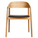 AC2 Dining Chair, Matt lacquered natural oak / black leather