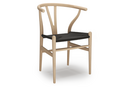 CH24 Wishbone Chair, Soaped beech, Black mesh