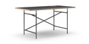 Eiermann Table, Linoleum black (Forbo 4023) with oak edge, 160 x 80 cm, Black, Angled, offset (Eiermann 1), 110 x 66 cm