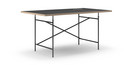 Eiermann Table, Linoleum black (Forbo 4023) with oak edge, 160 x 90 cm, Black, Angled, offset (Eiermann 1), 110 x 66 cm