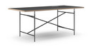 Eiermann Table, Linoleum black (Forbo 4023) with oak edge, 200 x 90 cm, Black, Vertical,  centred (Eiermann 2), 135 x 78 cm