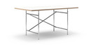 Eiermann Table, White melamine with oak edge, 160 x 90 cm, Chrome, Vertical,  offset (Eiermann 2), 100 x 66 cm