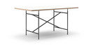 Eiermann Table, White melamine with oak edge, 160 x 90 cm, Black, Vertical,  centred (Eiermann 2), 100 x 66 cm