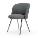 Mikado Side Chair, Aluminium polished, Plano, Nero / cream white, Felt pads for hard floor surfaces