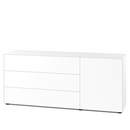 Nex Pur Box 2.0 with drawers and doors, 48 cm, H 75 cm x B 180 cm (with door and three drawers), White