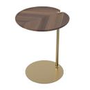 Leaf-1 Side Table, Round, Brass, bronzed, Walnut natural oiled