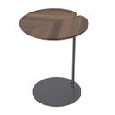 Leaf-1 Side Table, Round, Brass, coloured black, Walnut natural oiled