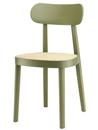 118 / 118 M Chair, Olive green stained beech, Cane-work (with supporting mesh underneath seat)