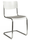 S 43 Classic Cantilever Chair, Chrome-plated frame, Lacquered beech, Pure white (RAL 9010), Seat pad without upholstery light grey melange, No glides