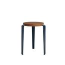 Lou Stool, solid wood, Tinted oak, Mineral blue