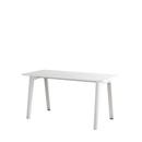 New Modern Dining Table rectangular, Metal/recycled plastic, 150 x 70 cm, Cloudy white