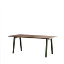 New Modern Dining Table rectangular, Metal/wood, 190 x 95 cm, Walnut finish, Rosemary green