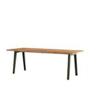 New Modern Dining Table rectangular, Metal/wood, 220 x 95 cm, Reclaimed oak, Rosemary green