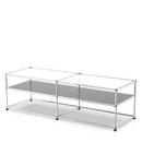 USM Haller side table Type I, Glass, Mid grey RAL 7005