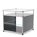 USM Haller side table with extension and glass divider shelf , Anthracite RAL 7016