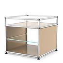 USM Haller side table with extension and glass divider shelf , USM beige