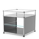 USM Haller side table with extension and glass divider shelf , Mid grey RAL 7005