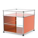 USM Haller side table with extension and glass divider shelf , Pure orange RAL 2004