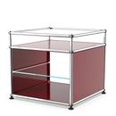 USM Haller side table with extension and glass divider shelf , USM ruby red