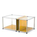 USM Haller side table with glass top and magazine compartment, Golden yellow RAL 1004