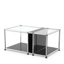 USM Haller side table with glass top and magazine compartment, Graphite black RAL 9011