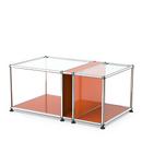 USM Haller side table with glass top and magazine compartment, Pure orange RAL 2004