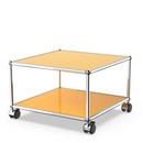 USM Haller side table with castors, Golden yellow RAL 1004, Hard castors for carpets