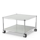 USM Haller side table with castors, Light grey RAL 7035, Hard castors for carpets